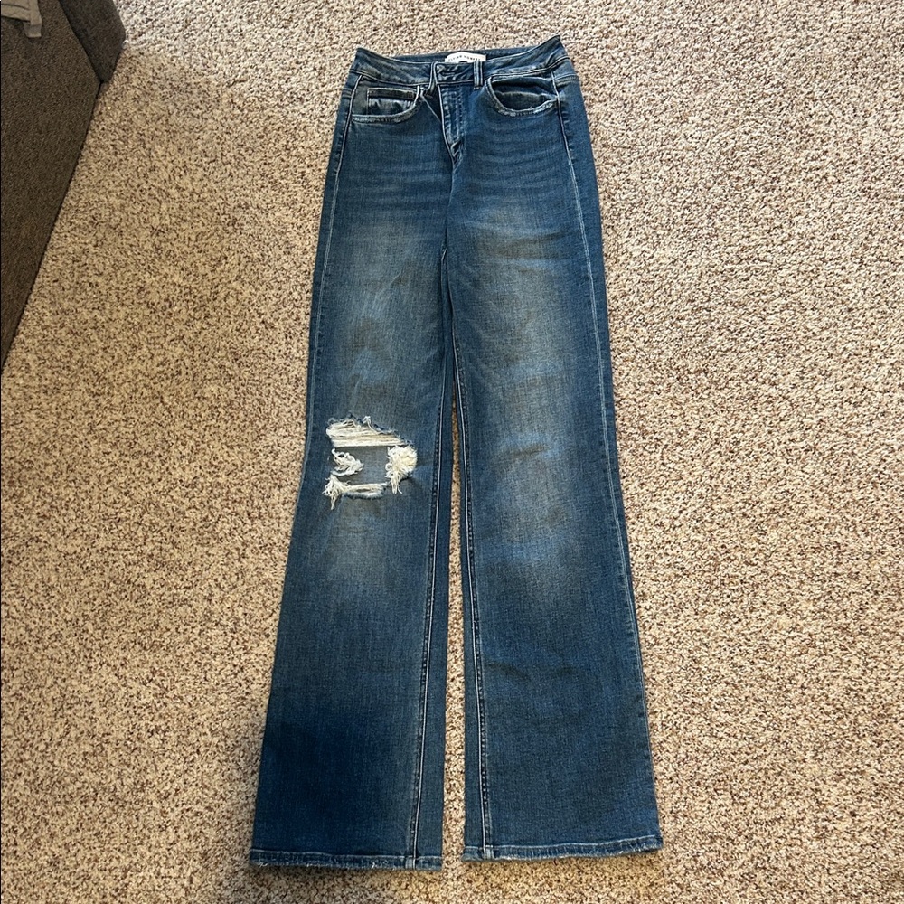 Flying Monkey Blue Distressed Boot Cut Jeans